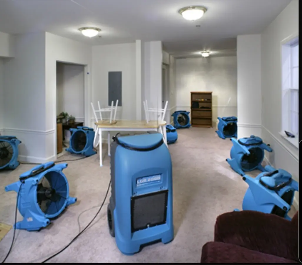 Air movers and dehumidifier setup for Water Extraction & Removal in Webster City